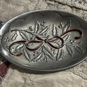 Lenox Oval Tray with Red Ribbon Design